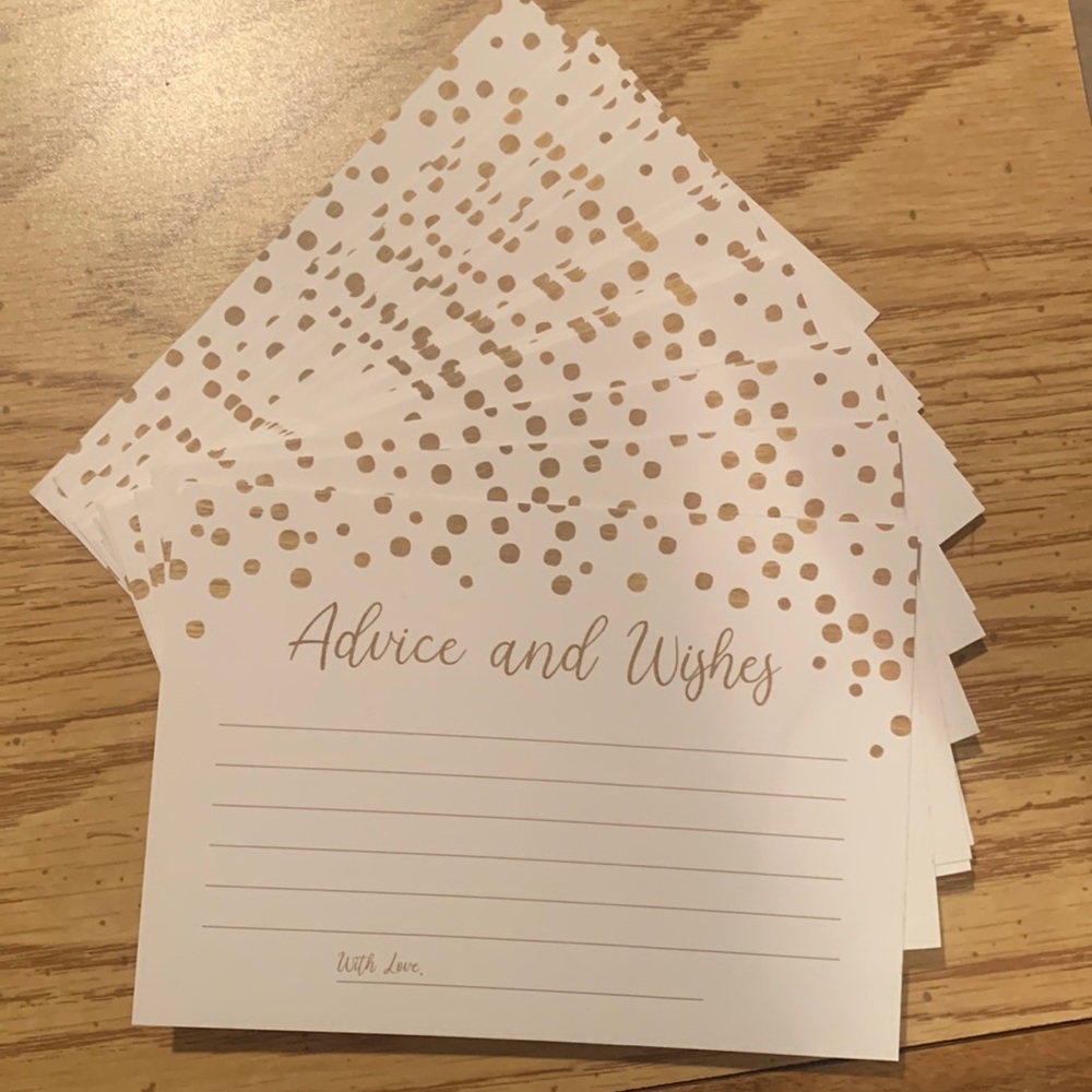 Advice and Wishes Gold Dot Bridal Shower Wedding Cards